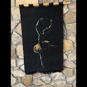 Vintage Midcentury Tapestey Wall Hanging Wallart German Ballerina 26 1/2 x 46